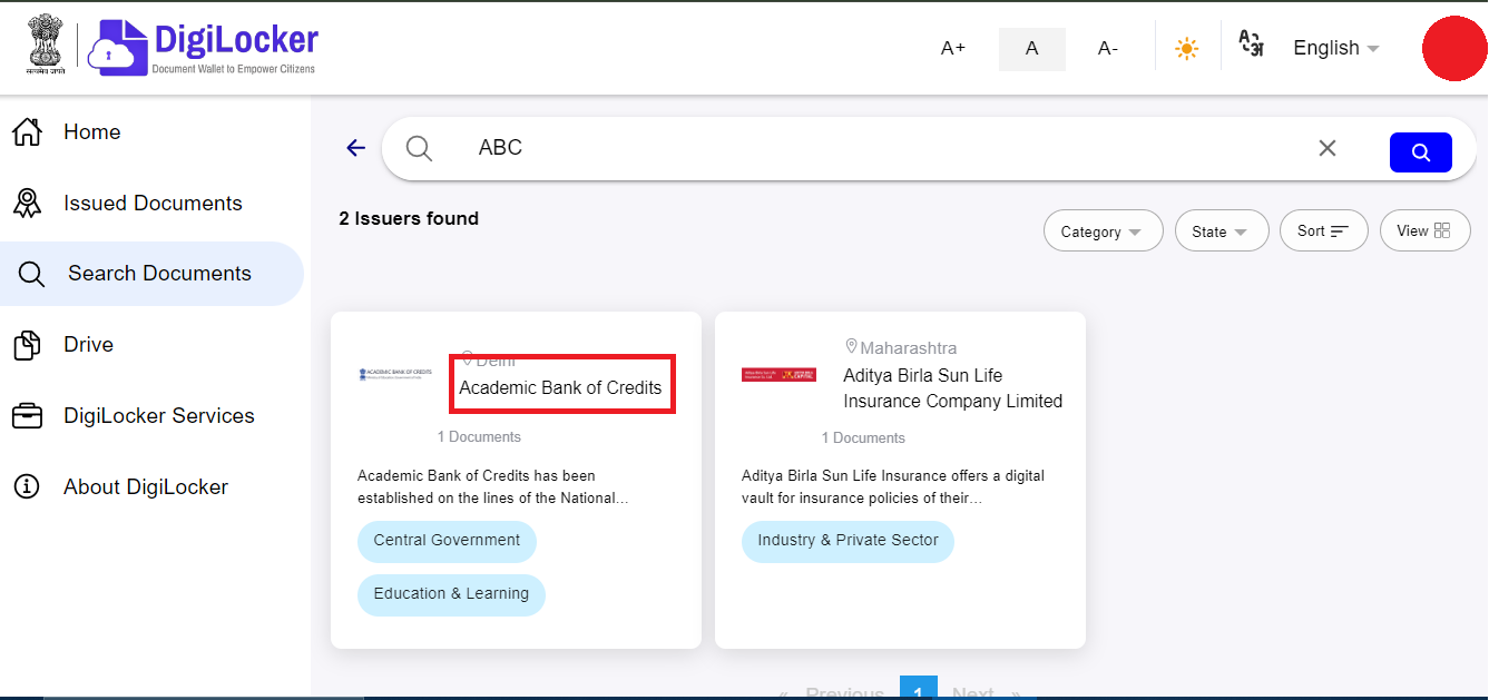 ABC ID Create on DIgilocker Step 1