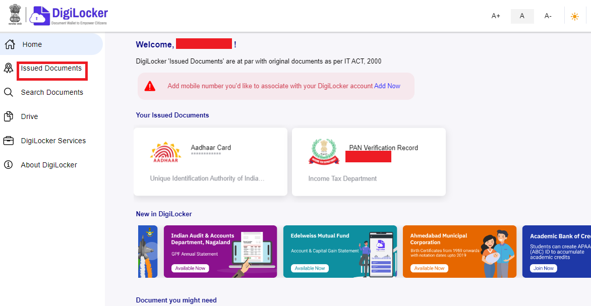 DigiLocker Dashboard